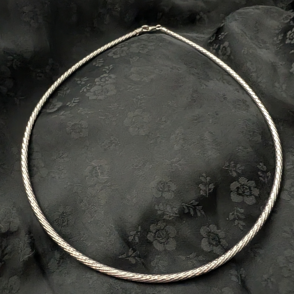 Sparkly Solid Sterling Silver Snake Chain Necklace Milor Italy 16 Inch - Picture 2 of 10